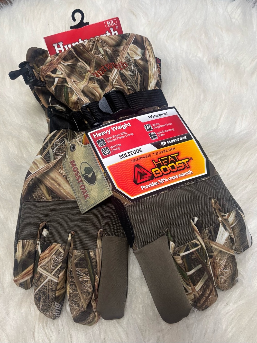 Huntworth Heat Boost Heavy Weight Mossy Oak Camo Men’s Hunting Gloves size M/L